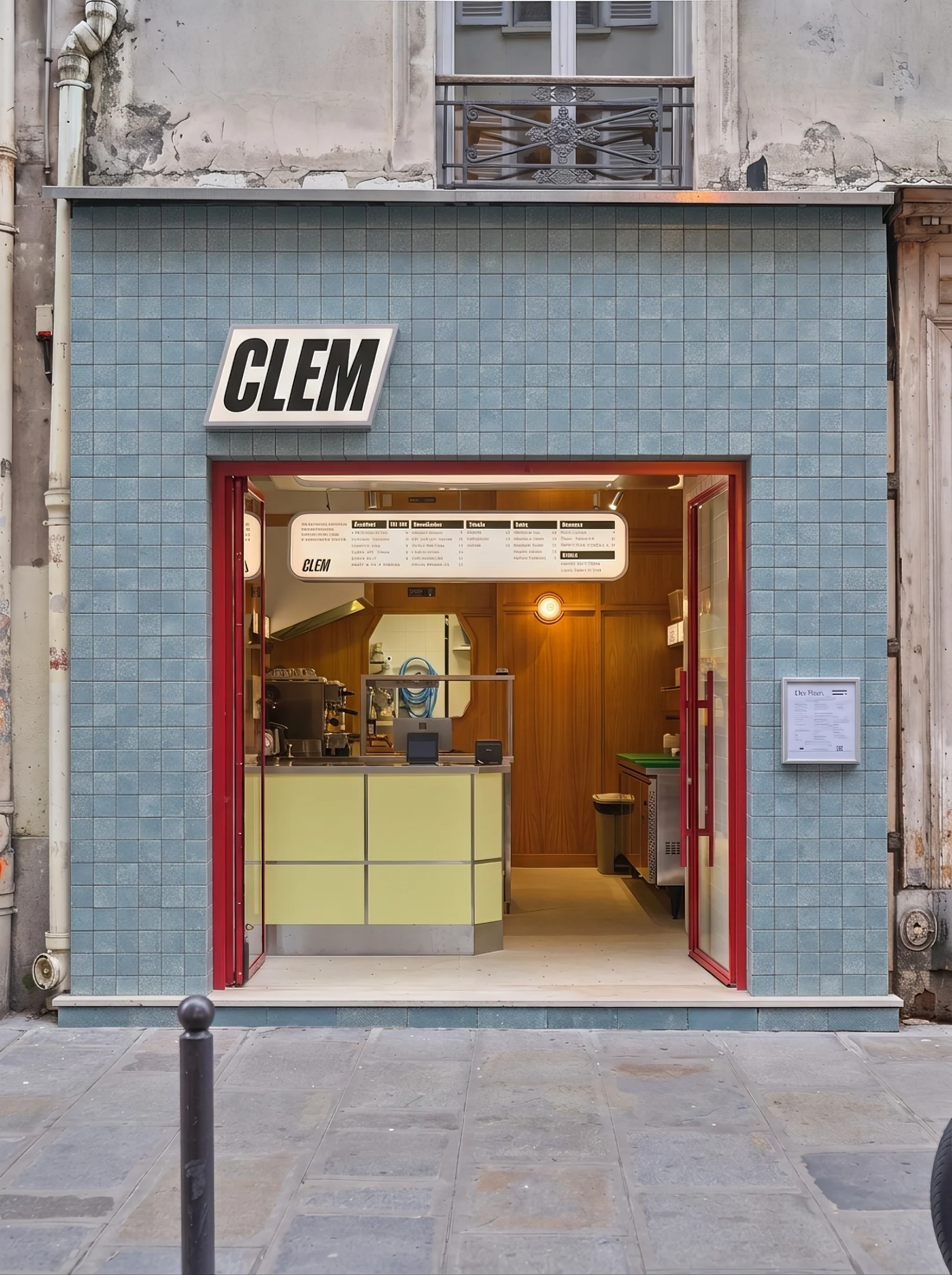 Image du projet CLEM de la galerie de projets de carreaux de pierre recyclés Blue Tile Storefront par CLEM Stone Tiles