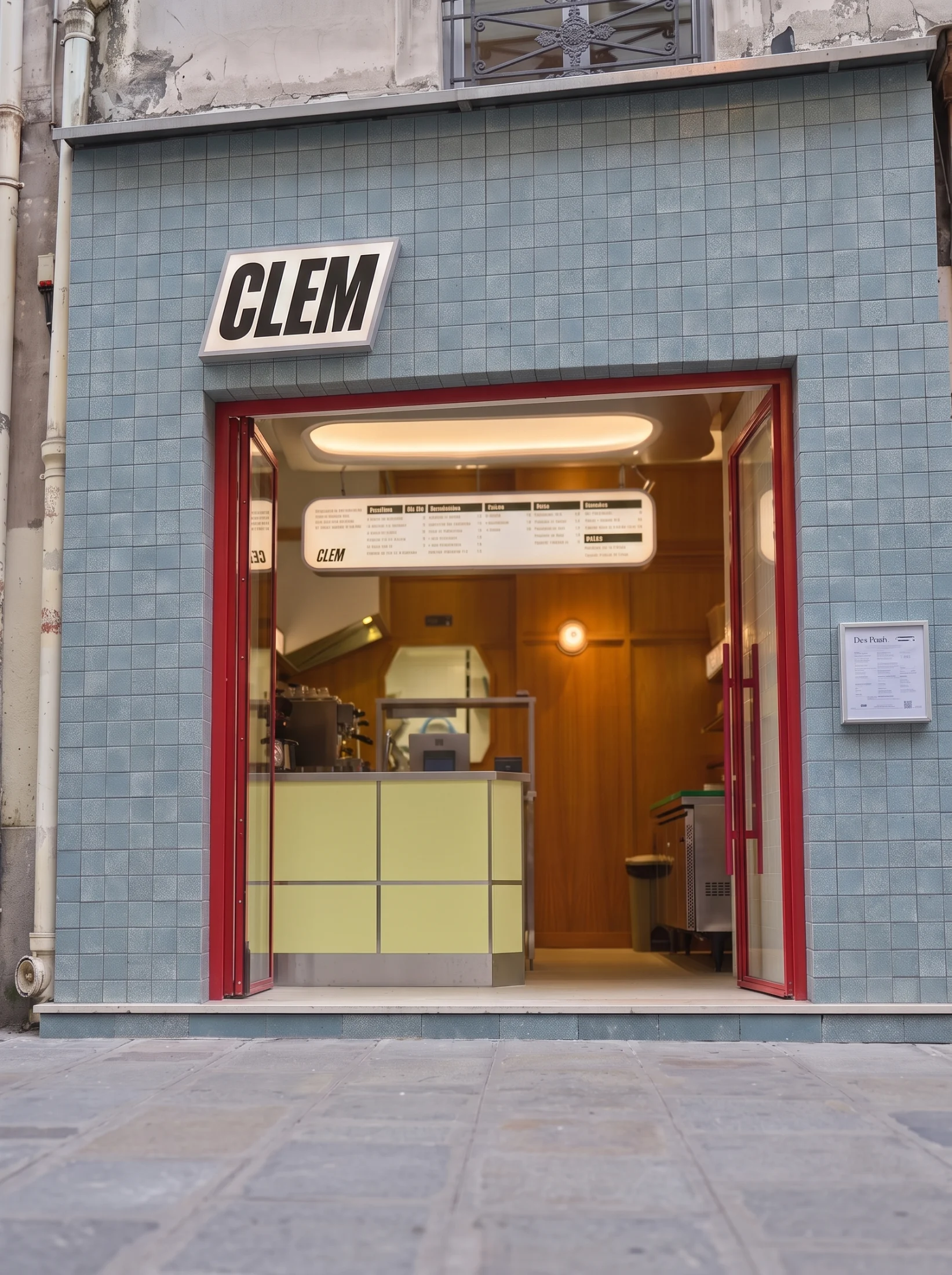Image du projet CLEM de la galerie de projets de carreaux de pierre recyclés Blue Tile Storefront par CLEM Stone Tiles