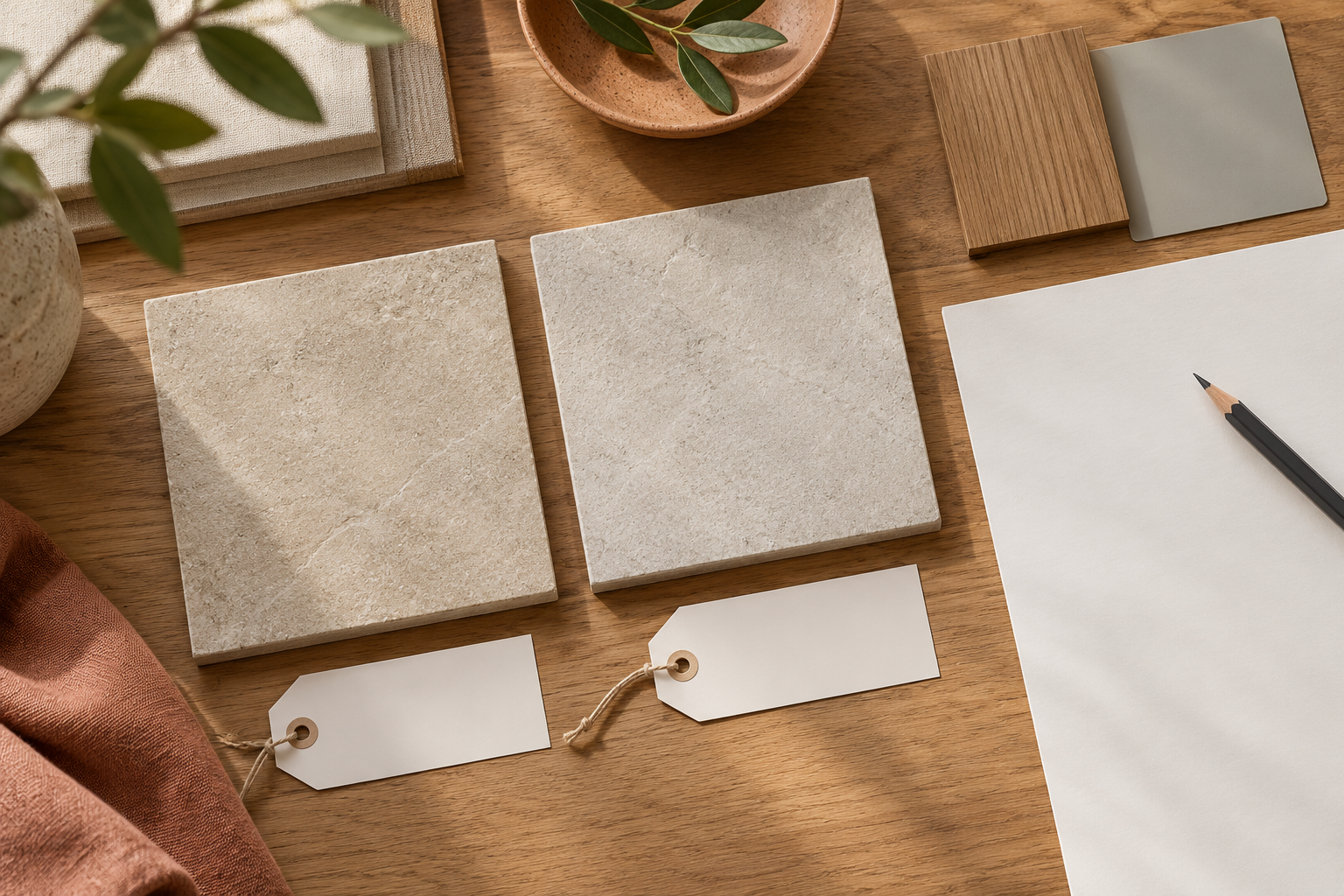 Concepto general generado por IA de dos piezas neutrales genéricas, etiquetas en blanco y una hoja de aprobación en blanco; muestras no reales de CLEM