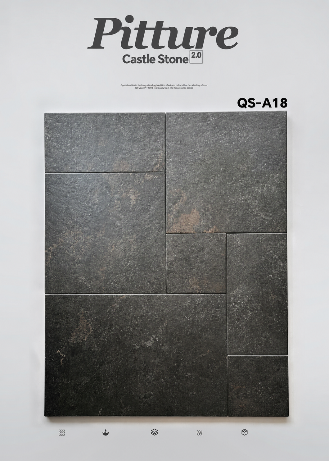 P01 New Product recycled tile sample by CLEM Stone Tiles on a neutral background