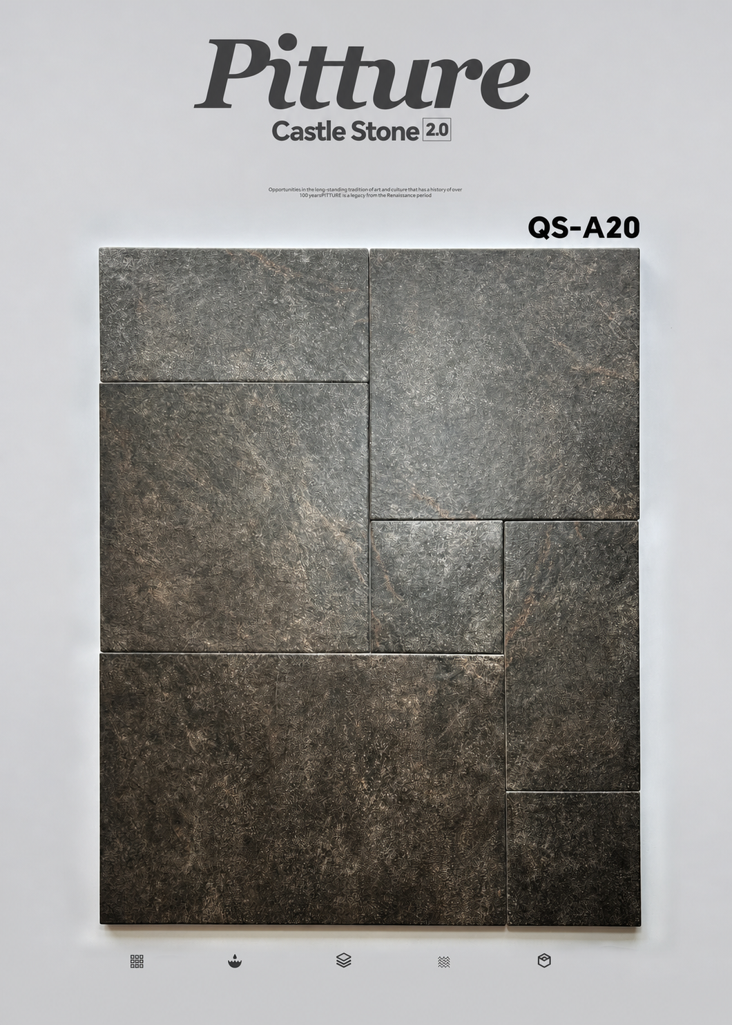 QS-A20 Black Gold Gray recycled tile detail by CLEM Stone Tiles