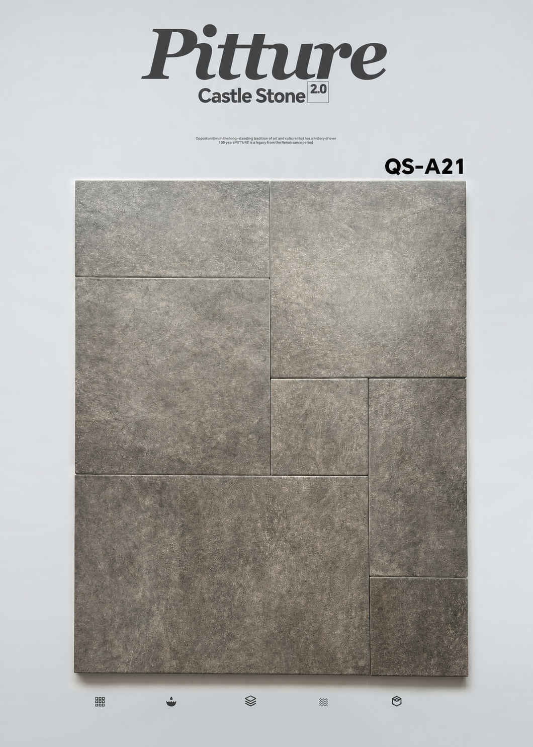 QS-A21 Misty Taupe recycled tile sample by CLEM Stone Tiles on a neutral background