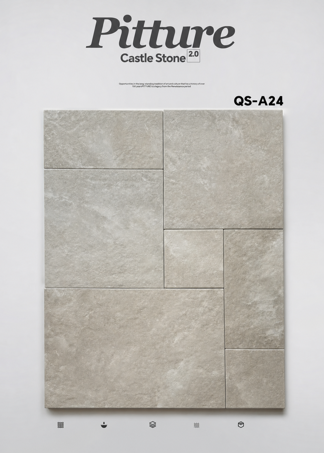 QS-A24 Moonlight Ivory recycled tile detail by CLEM Stone Tiles