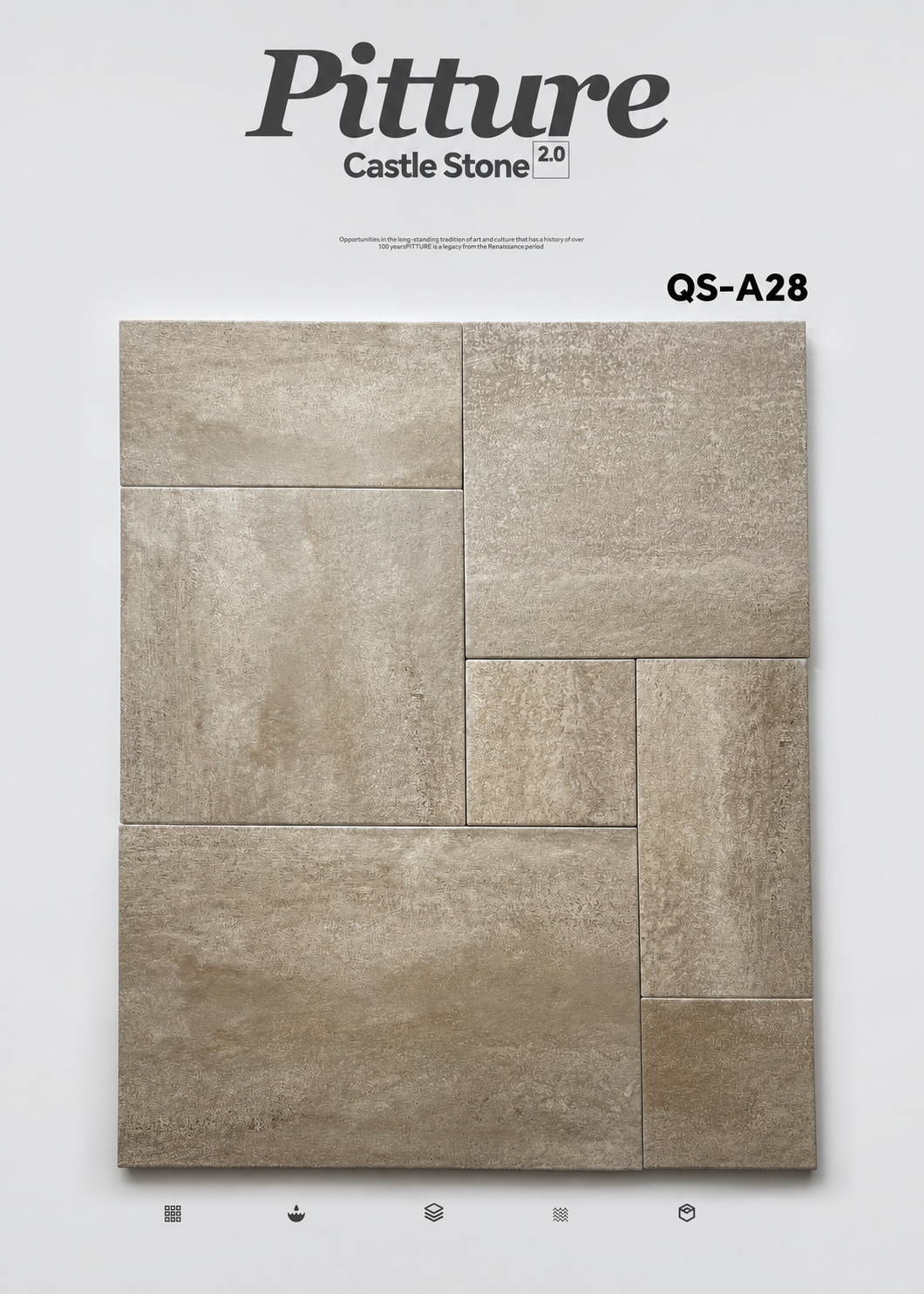 QS-A28 Sand Dune Beige recycled tile sample by CLEM Stone Tiles on a neutral background