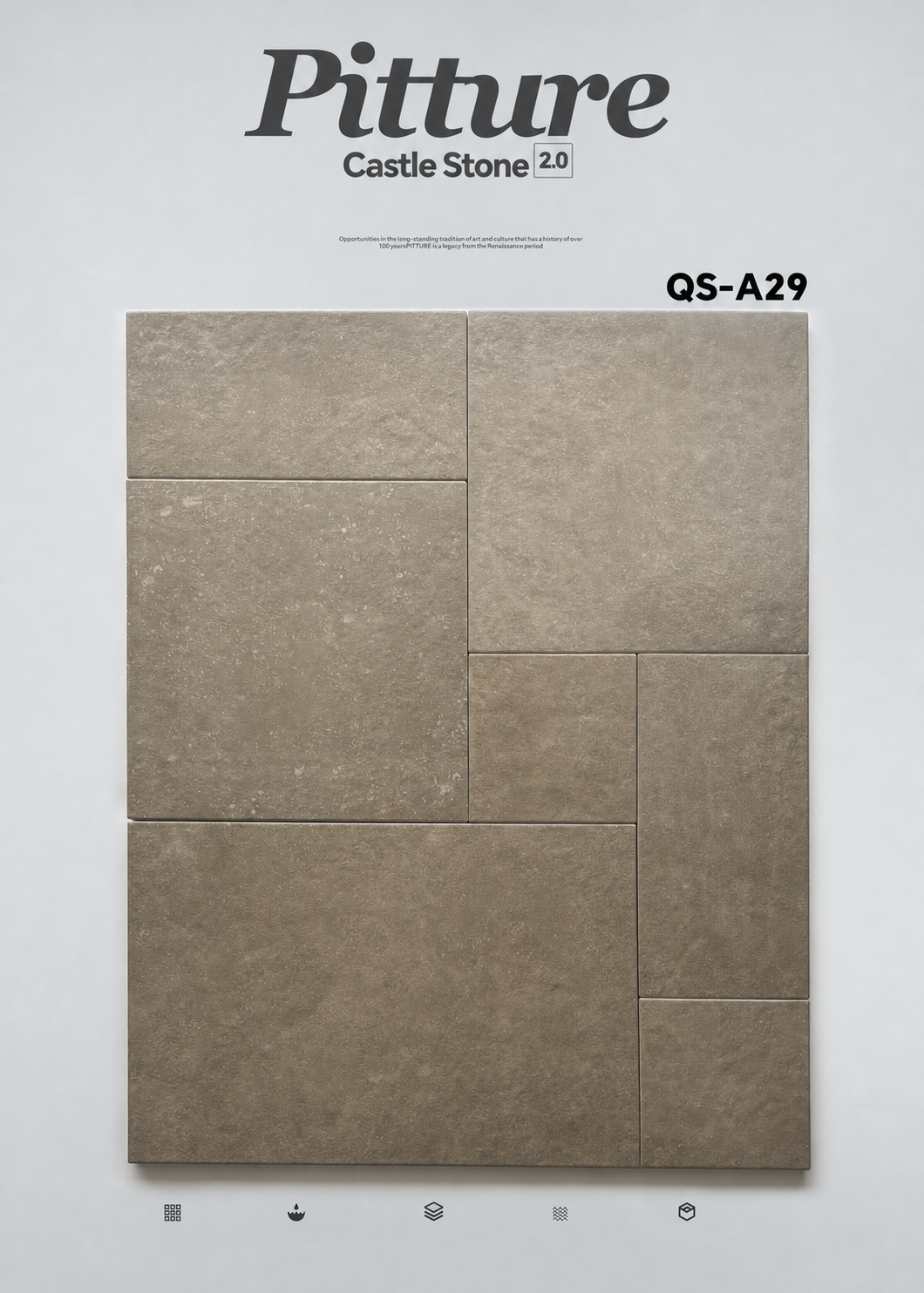 QS-A29 Warm Greige recycled tile sample by CLEM Stone Tiles on a neutral background
