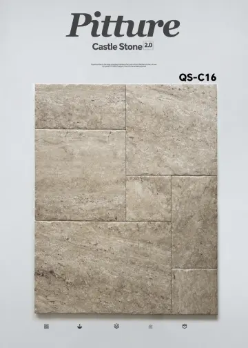 QS-C16 Silver Travertine recycled mineral tile surface close-up