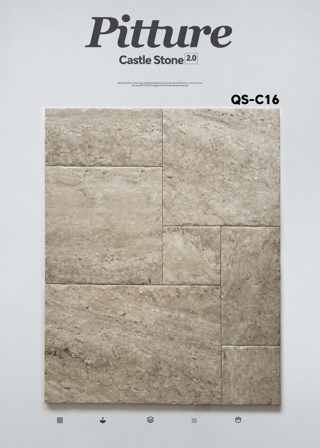 QS-C16 Silver Travertine recycled tile detail by CLEM Stone Tiles