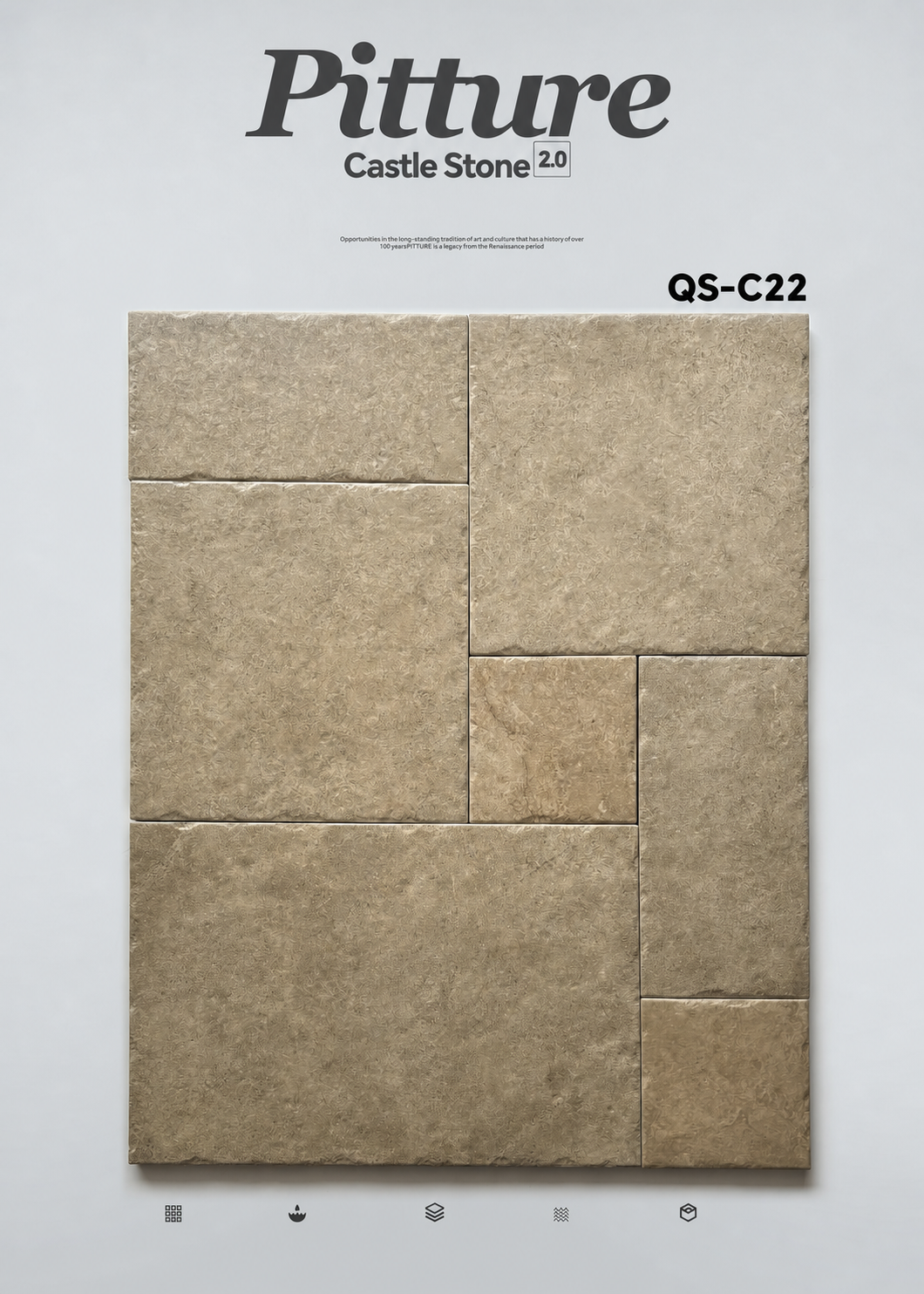 QS-C22 Light Mocha Beige recycled tile detail by CLEM Stone Tiles