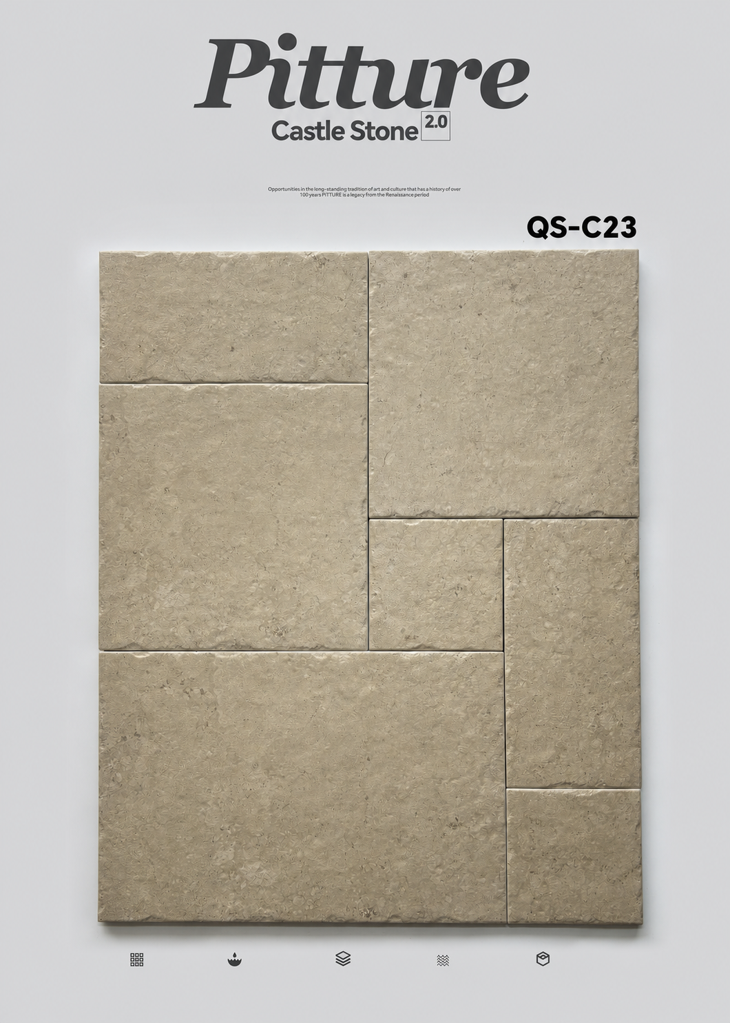 QS-C23 Almond Beige recycled tile detail by CLEM Stone Tiles