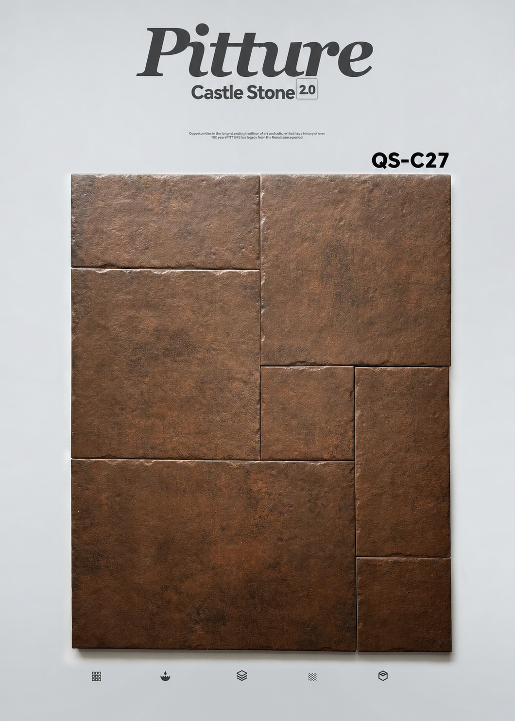 QS-C27 Terracotta Brown recycled tile detail by CLEM Stone Tiles