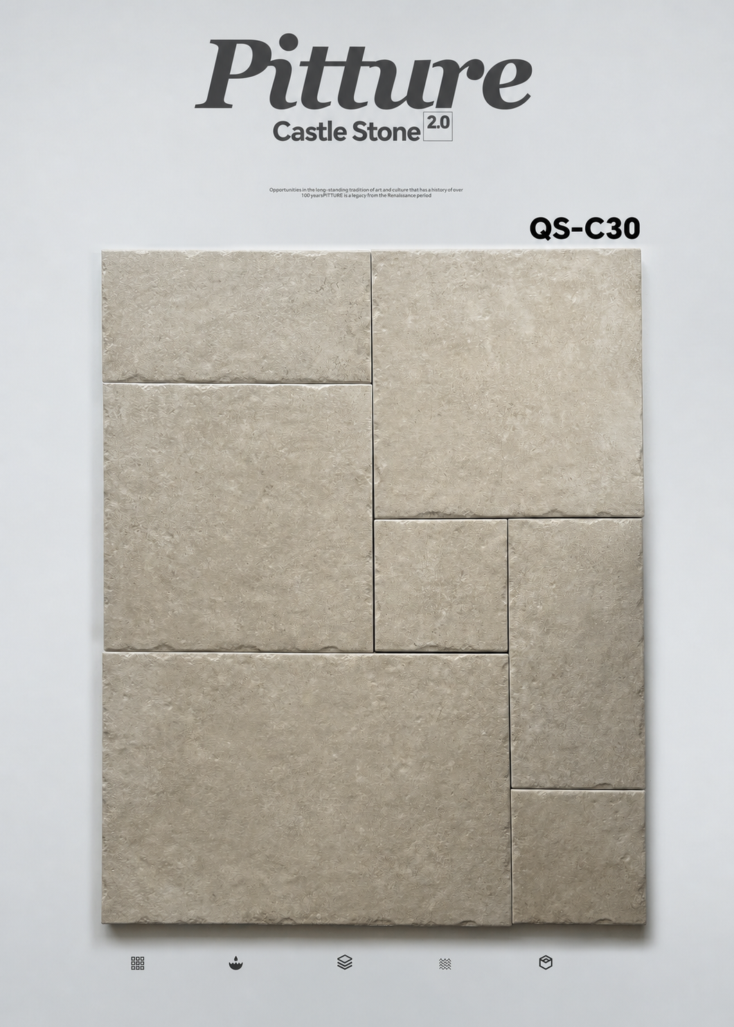 QS-C30 Cream Ivory recycled tile detail by CLEM Stone Tiles