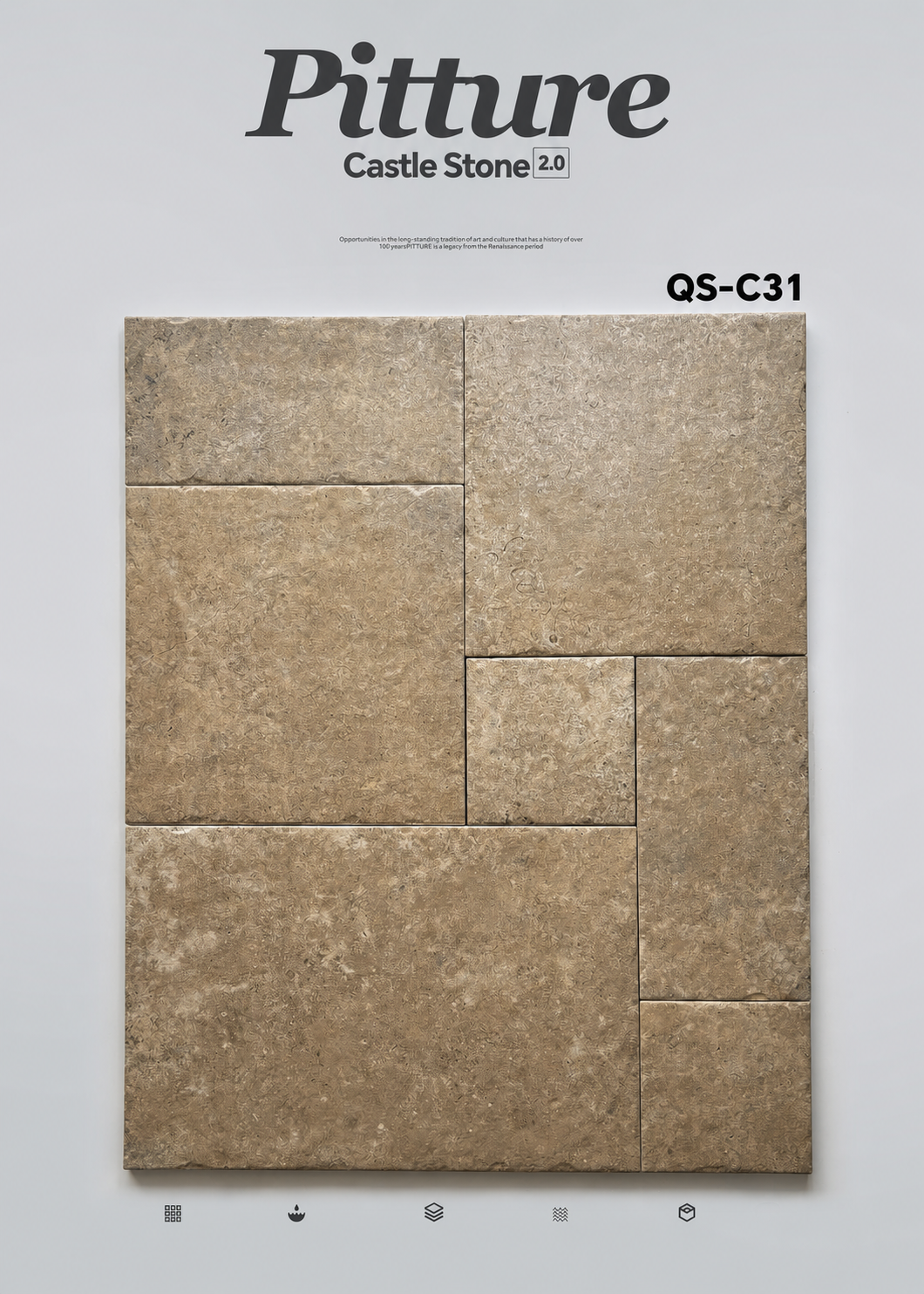 QS-C31 Caramel Brown recycled tile sample by CLEM Stone Tiles on a neutral background